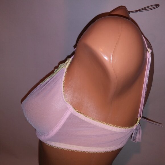 VS Tease Unlined Demi Bra 36B Pink Sheer Lace Trim NWT - Picture 7 of 9